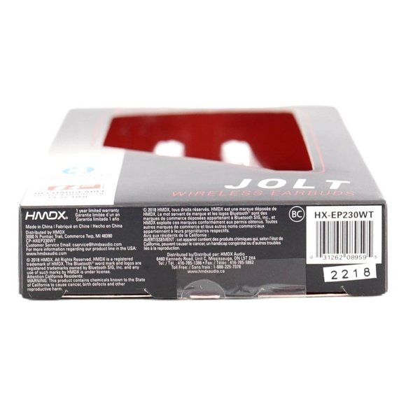 HMDX Jolt Wireless Earbuds White Bluetooth 4.0 Hands Free Rechargeable New - Picture 3 of 3